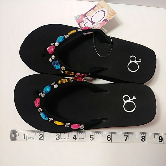 🛑SOLD🛑NEW Ocean Pacific black Jewel sandals - Picture 4 of 5